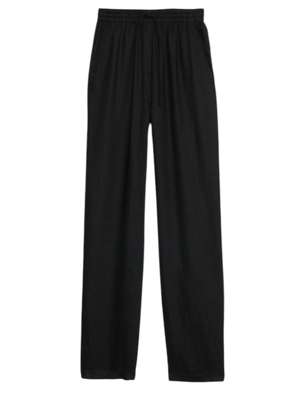Banana Republic Linen Pull-On Ankle Pant Black Small Petite High Rise Relaxed